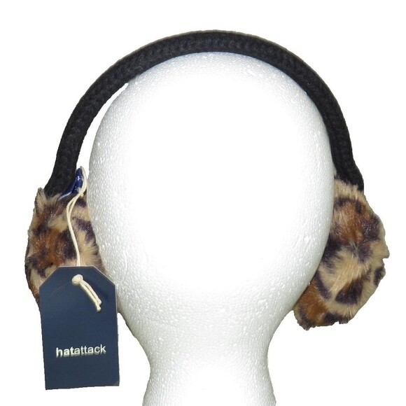 Hat Attack Faux Fur Leopard Print Women's Ear Muffs - Picture 4 of 5